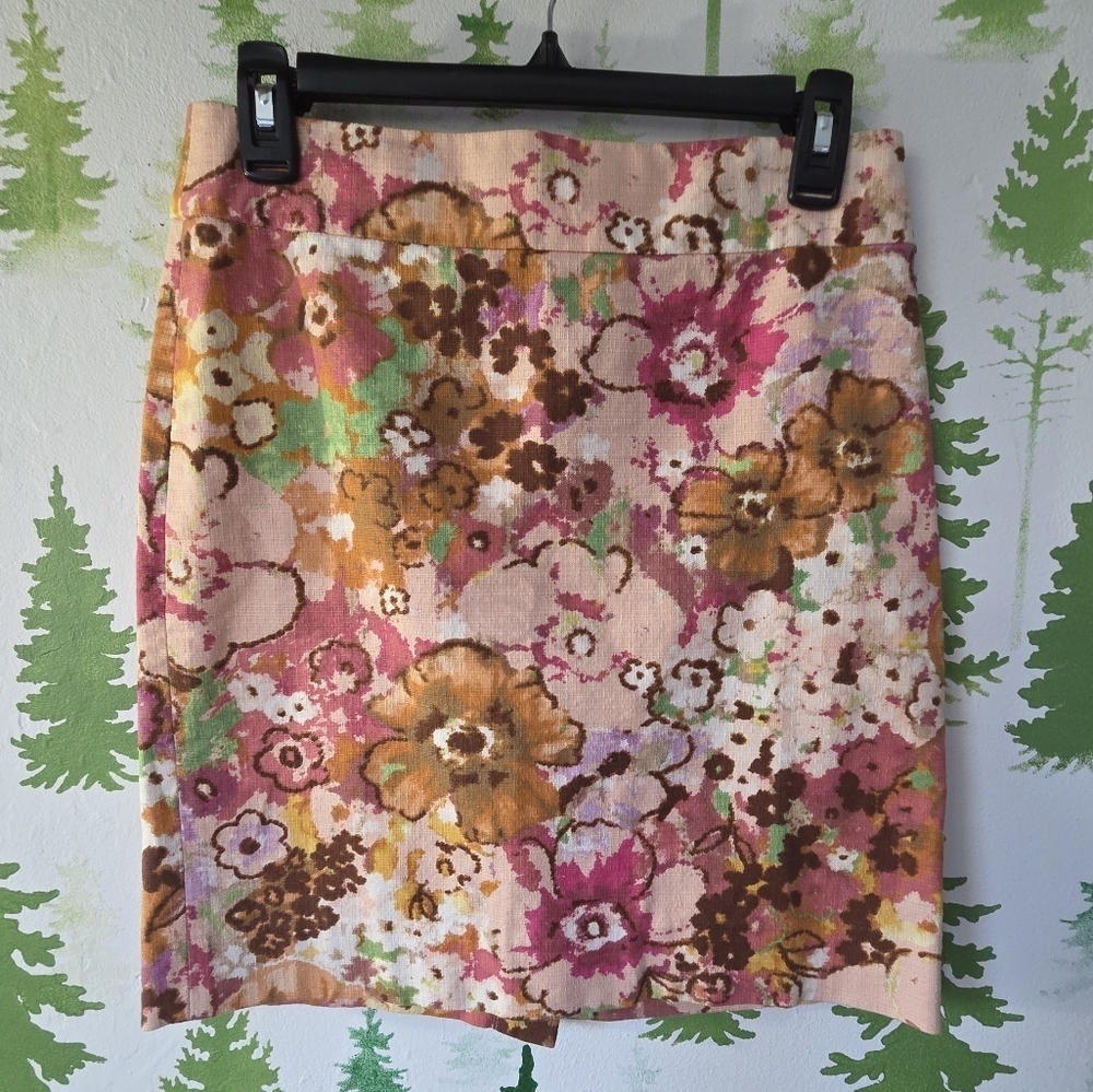 J. Crew Watercolor Floral Pencil Skirt.
